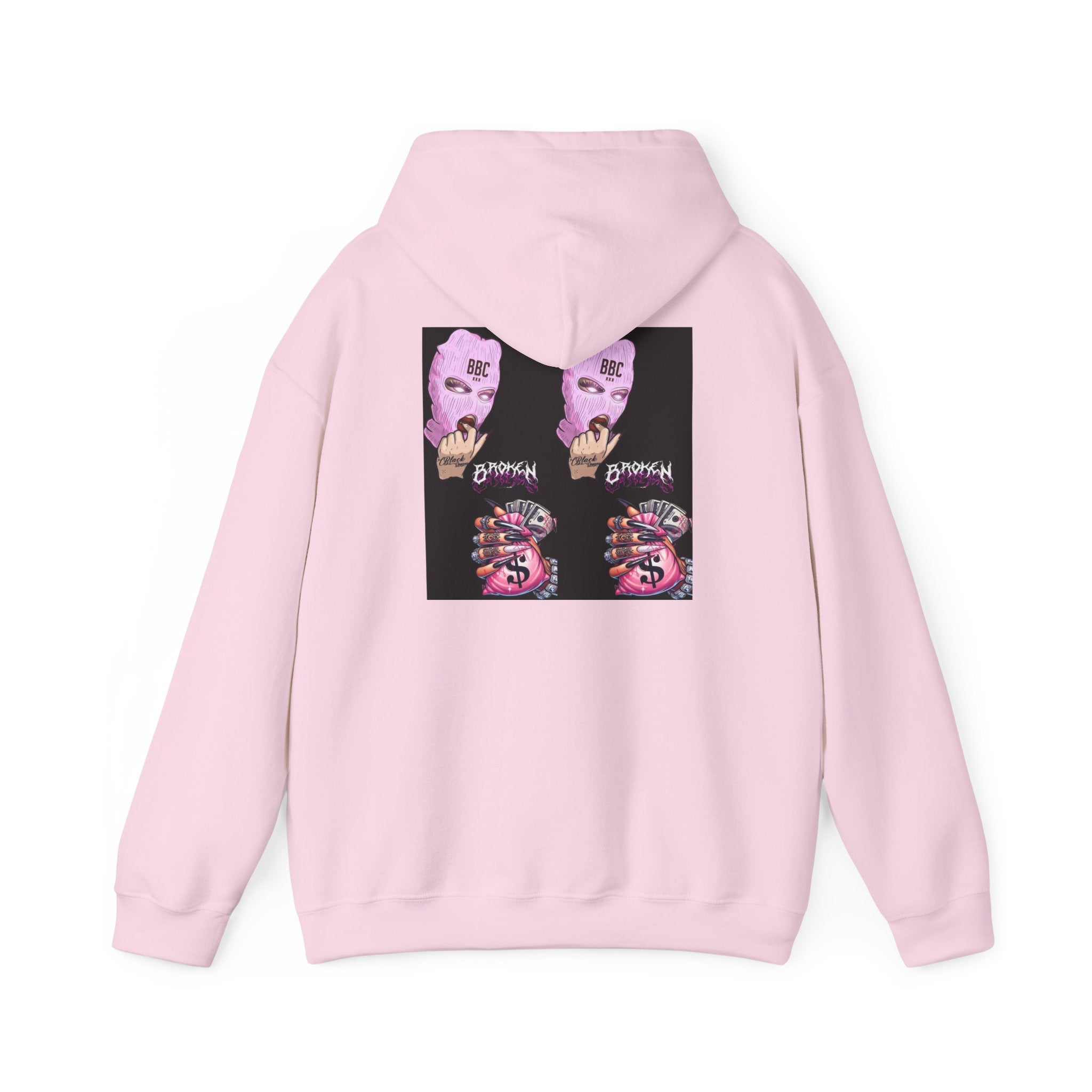 Horror Collage Hoodie — Spooky Pink Skull & Claw Graphic Sweatshirt