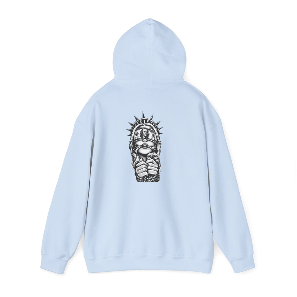 Statue of Liberty Prayer Hands Hoodie — Gothic Liberty Graphic Sweatshirt