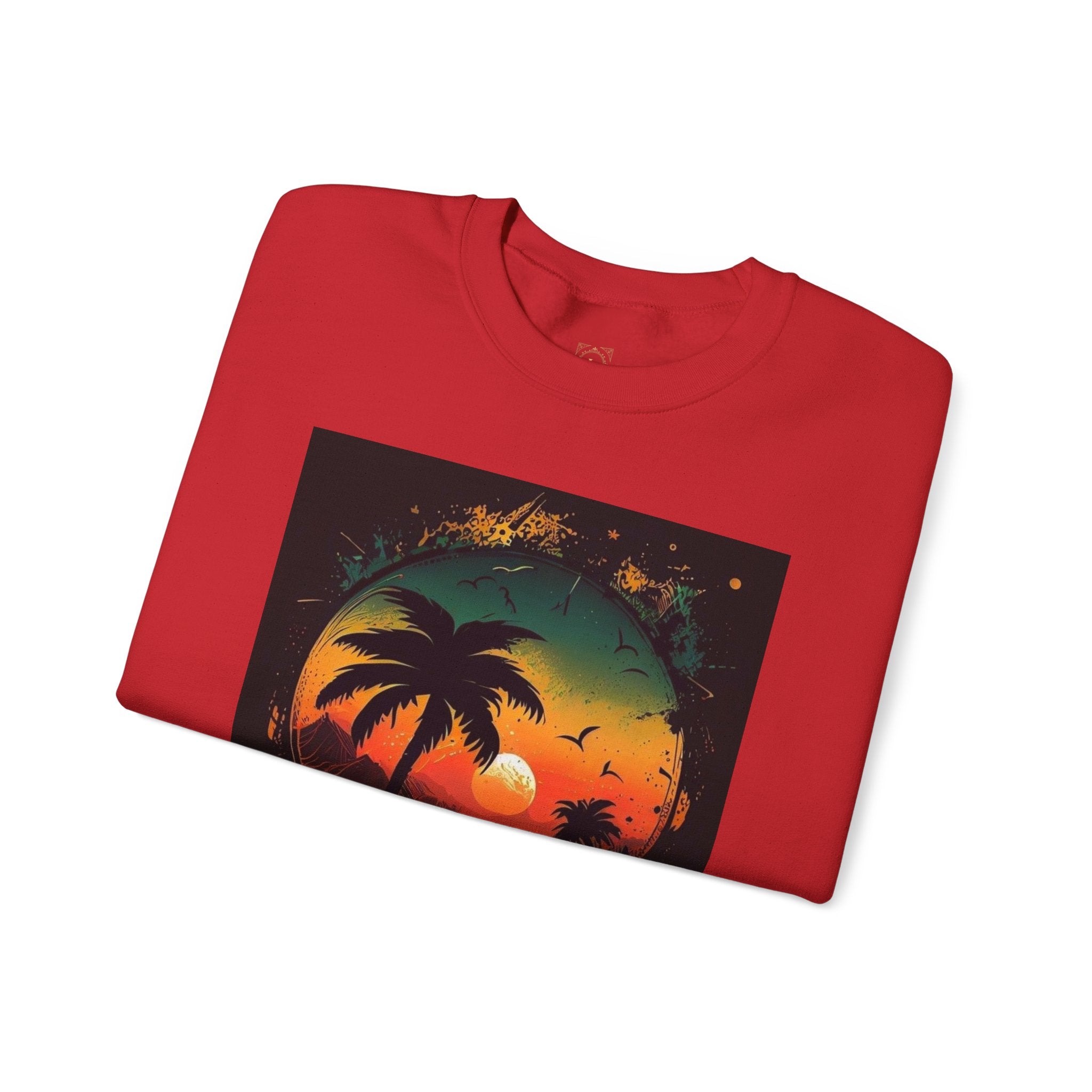Sunset Island Sweatshirt — Tropical Palm Sunset Crewneck