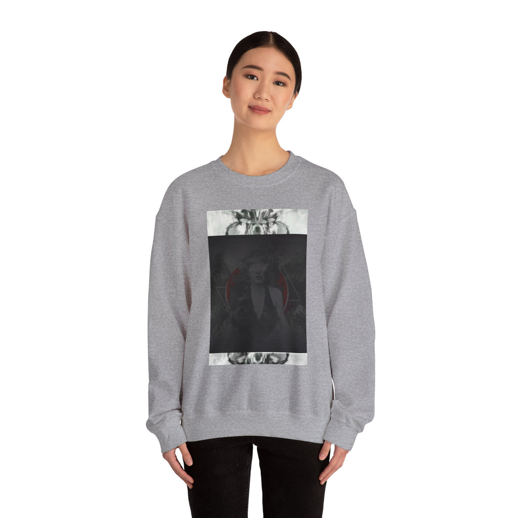 Crewneck Sweatshirt — Dark Abstract Chest Print with 'Legaciess' Gold Back Logo