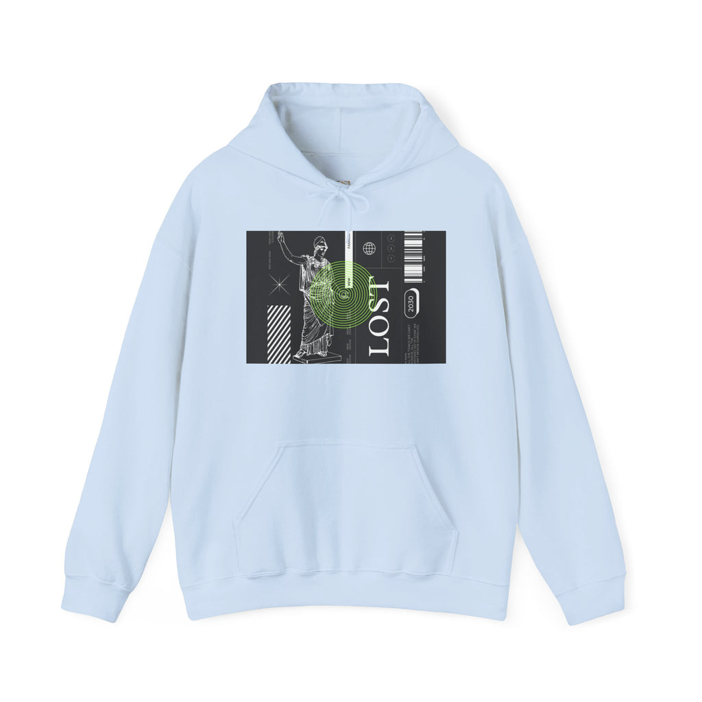 Lost World Hoodie — Vaporwave Glitch Graphic Pullover