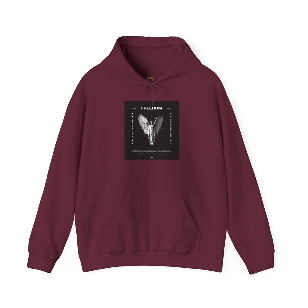 Freedom Angel Hoodie — Gothic Black & White Angel Wings Sweatshirt