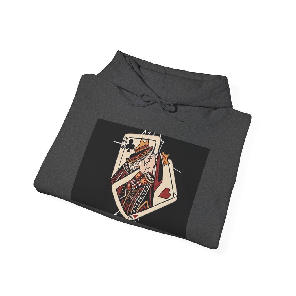 Queen of Hearts Playing Card Hoodie — Vintage Tattoo Style Card Art