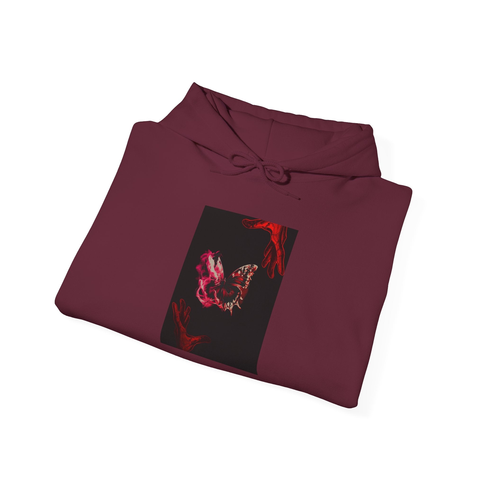 Floral Smoke Hoodie — Dark Red Rose Graphic Hooded Sweatshirt