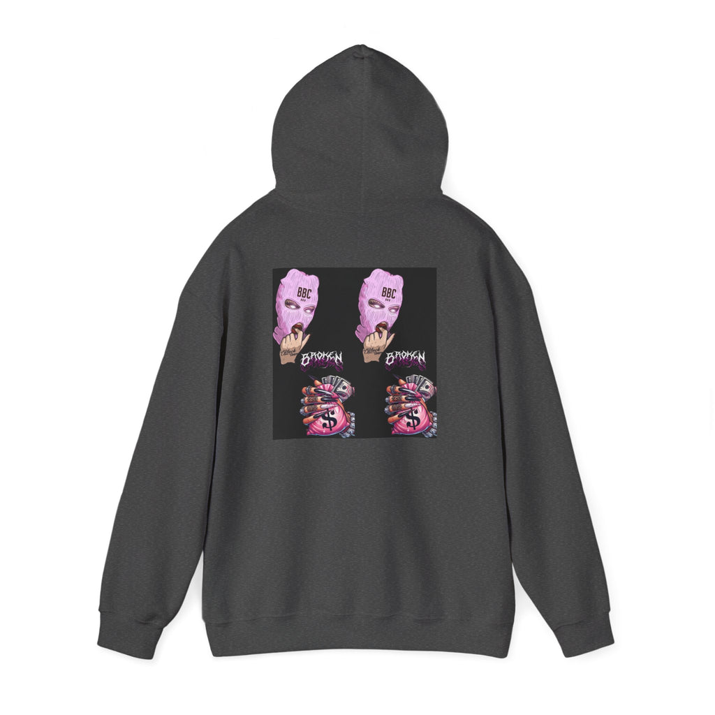 Horror Collage Hoodie — Spooky Pink Skull & Claw Graphic Sweatshirt