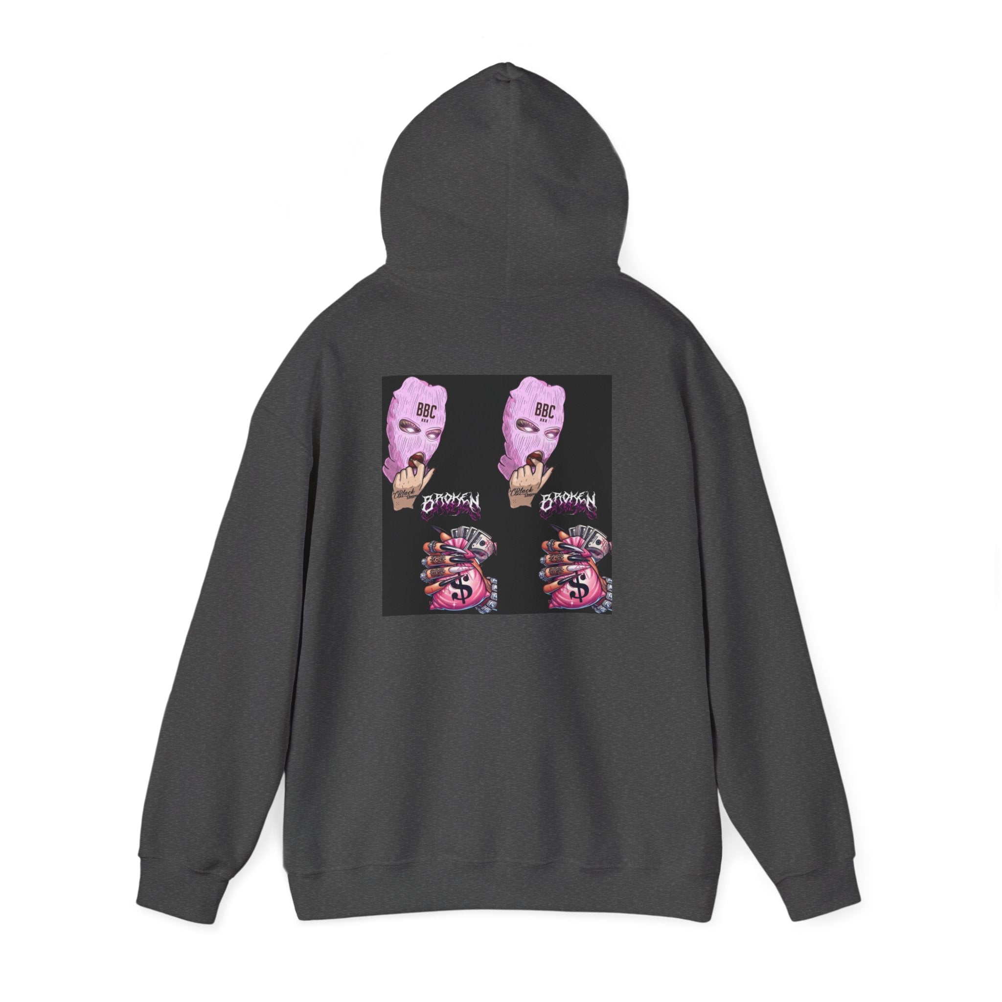 Horror Collage Hoodie — Spooky Pink Skull & Claw Graphic Sweatshirt
