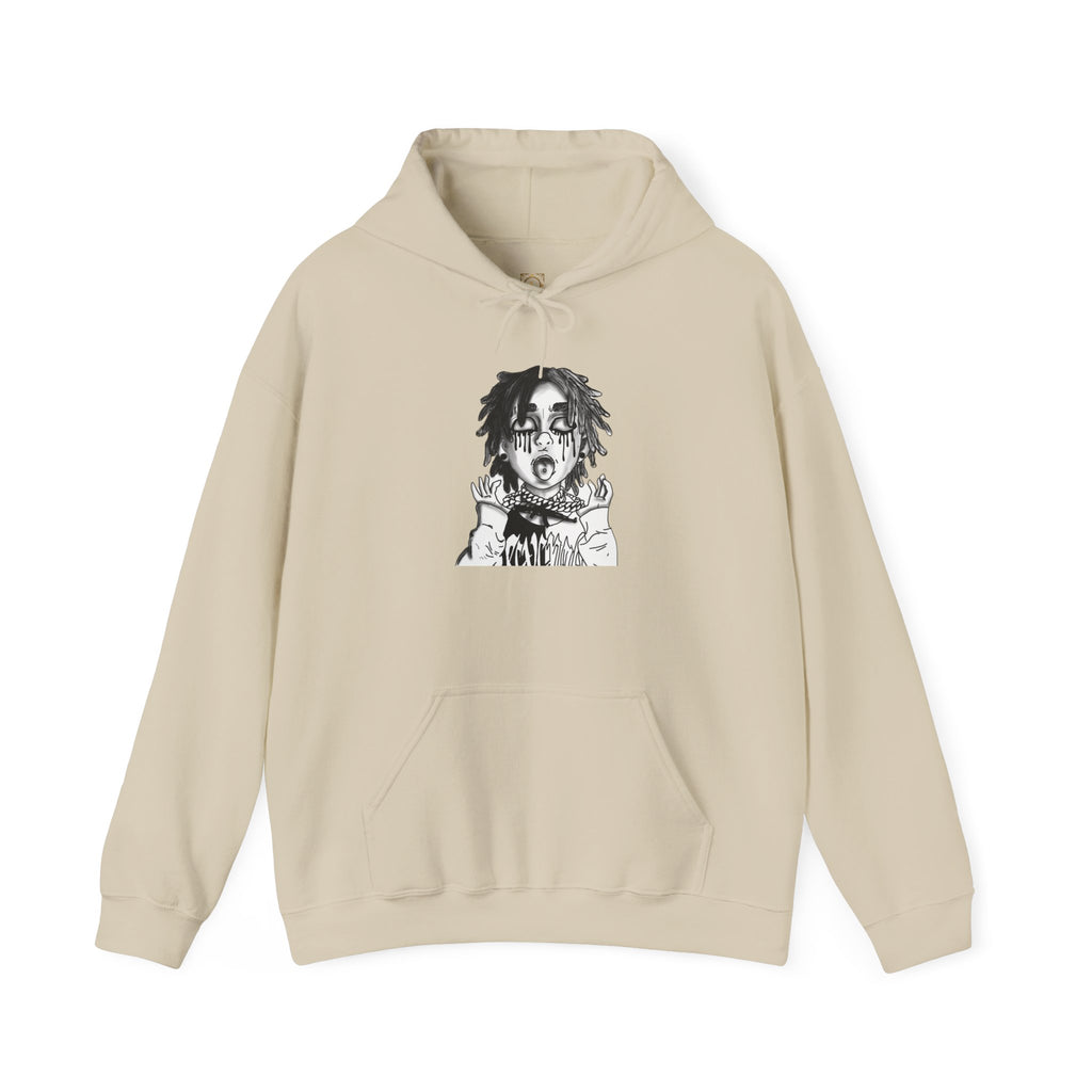 Horror Manga Hoodie — Black & White Creepy Portrait Pullover
