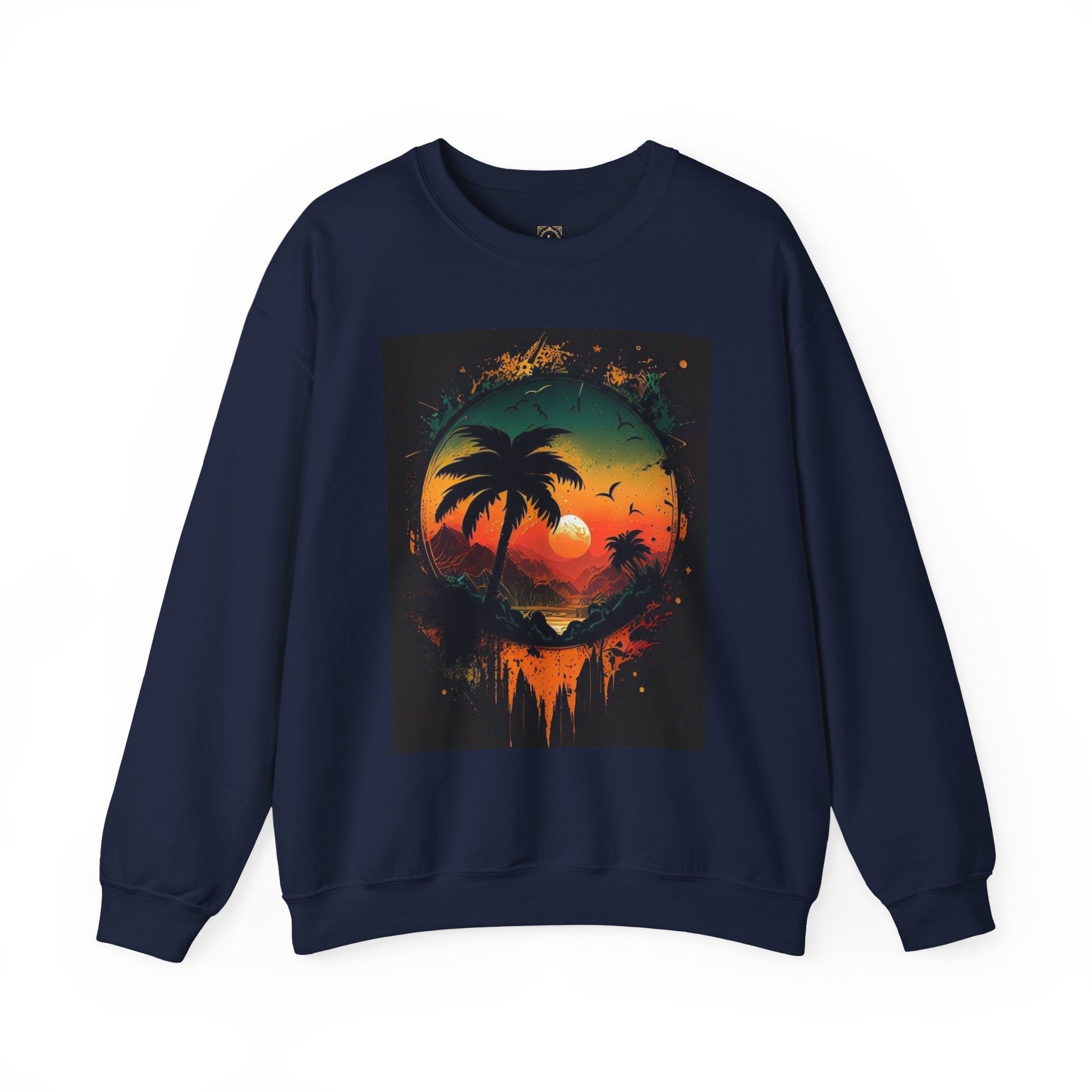 Sunset Island Sweatshirt — Tropical Palm Sunset Crewneck