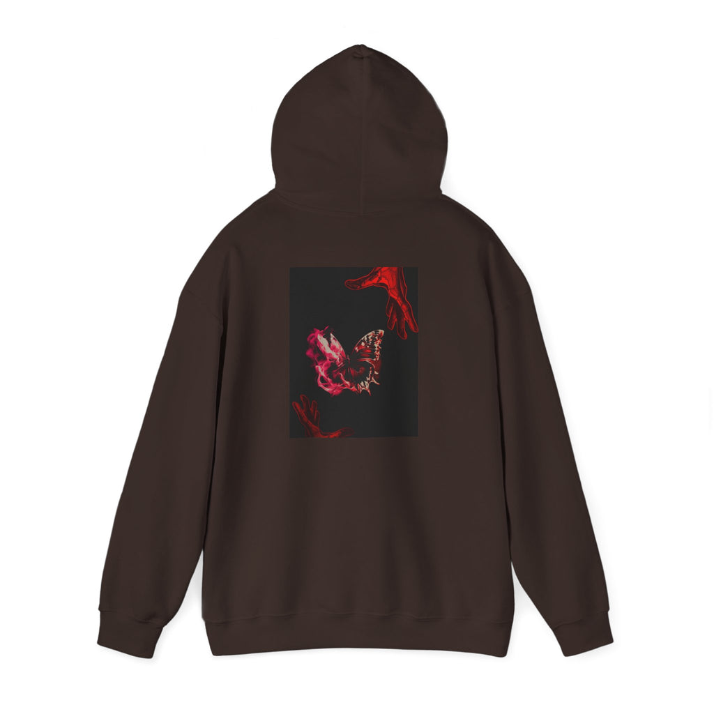 Floral Smoke Hoodie — Dark Red Rose Graphic Hooded Sweatshirt