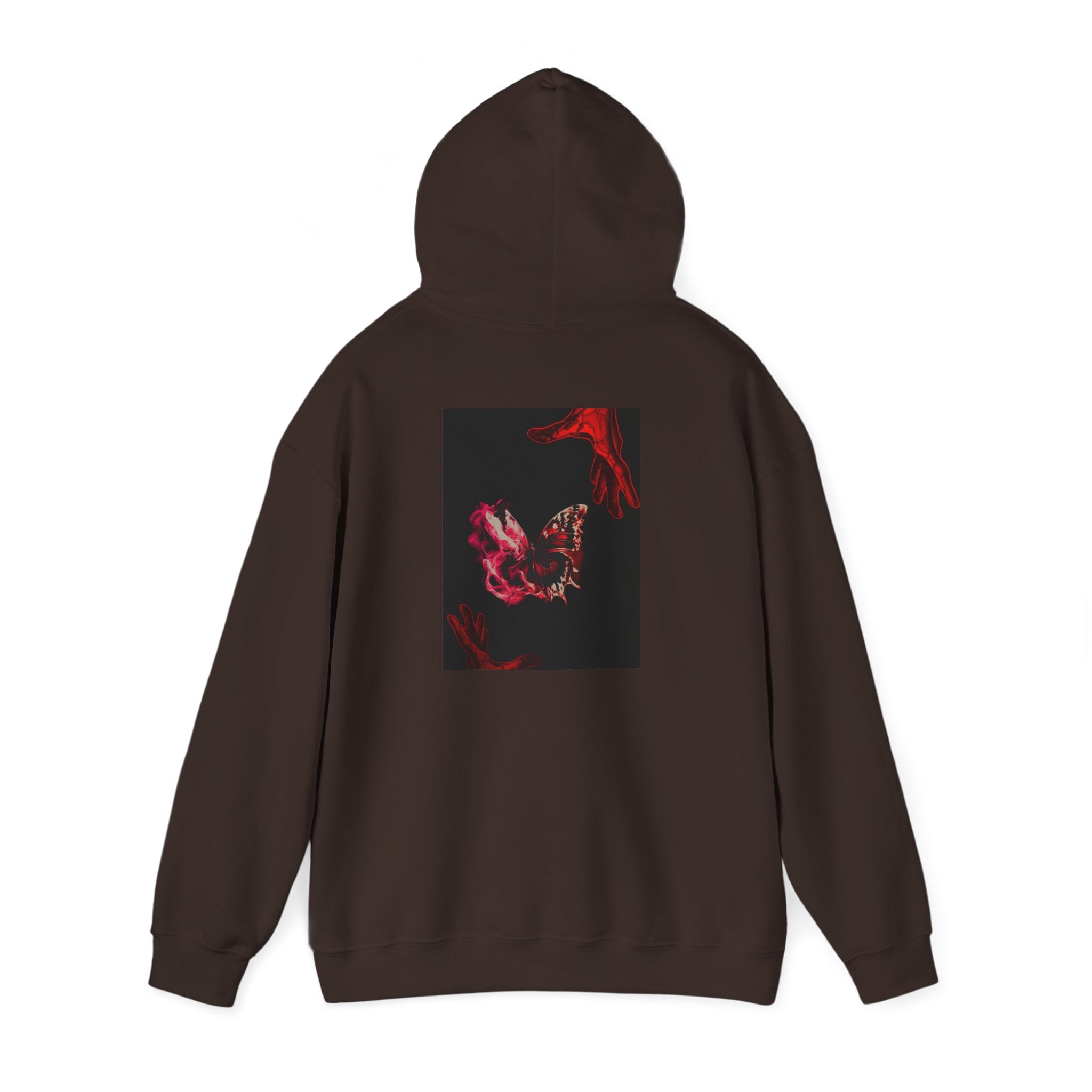 Floral Smoke Hoodie — Dark Red Rose Graphic Hooded Sweatshirt