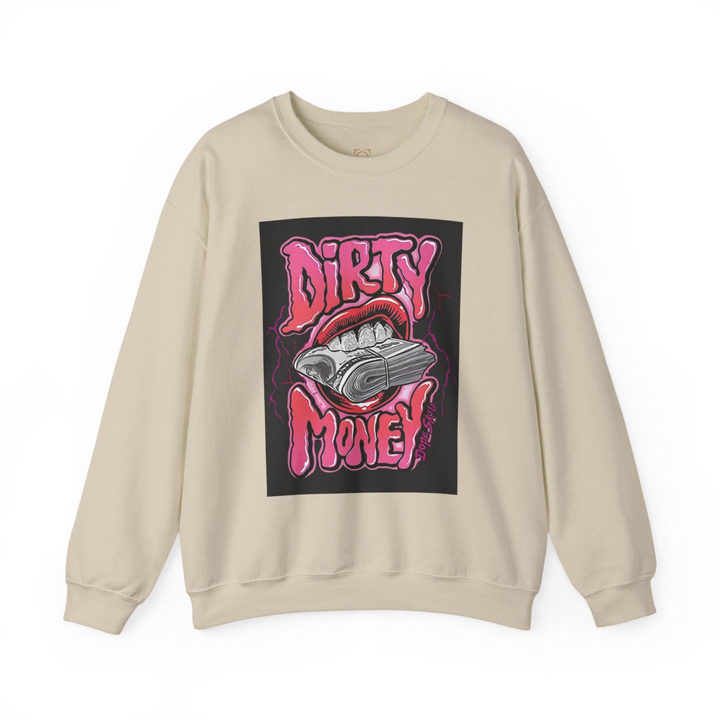 Dirty Money Crewneck Sweatshirt – Retro Graphic Money & Lips Design