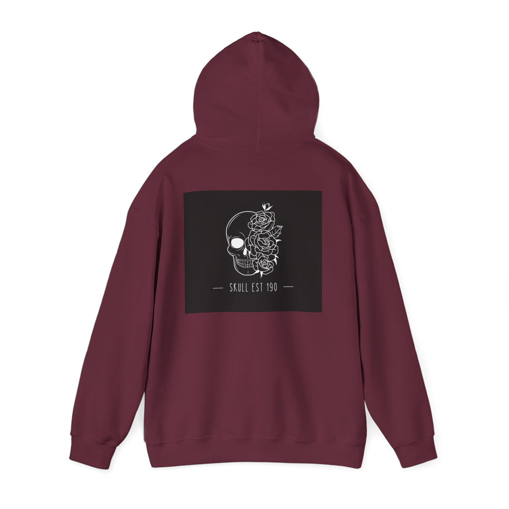 Skull & Roses Hoodie — 'Skull Est 199' Gothic Graphic Pullover