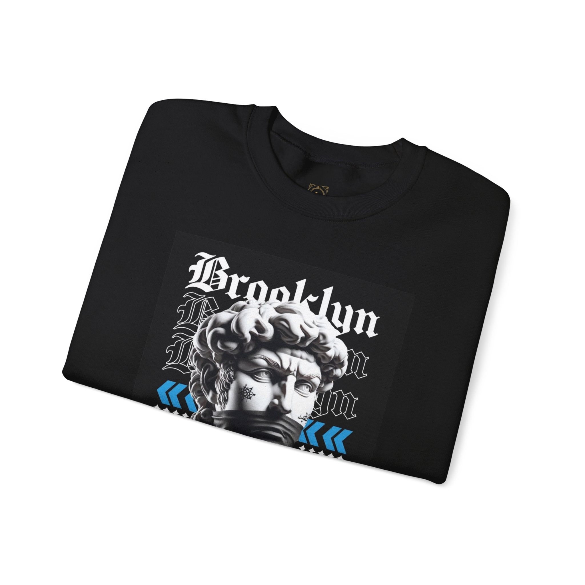 Crewneck Sweatshirt — 'Brooklyn' Statue Graphic with “Fuck the Rules” Streetwear Slogan