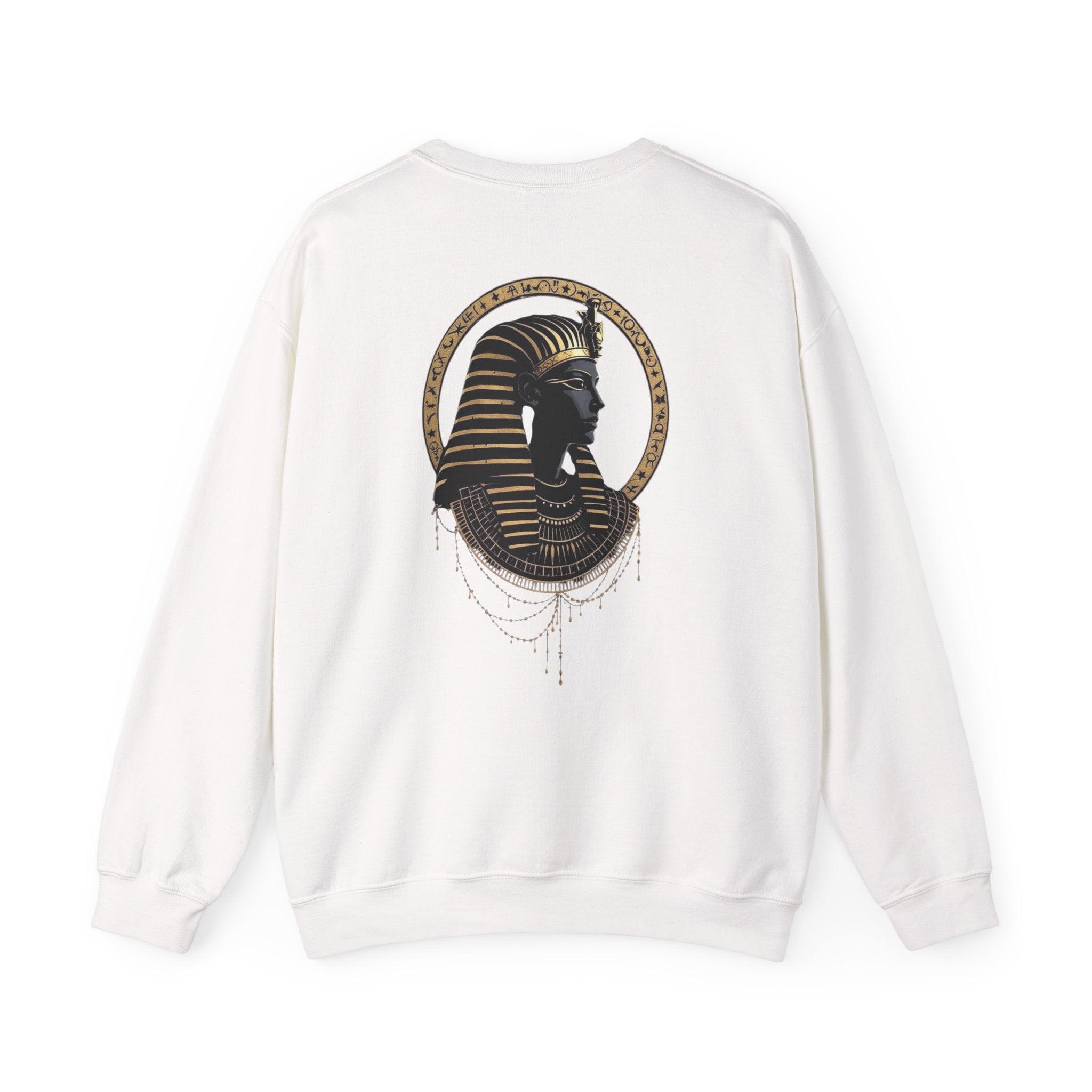 Egyptian Pharaoh Crewneck Sweatshirt — Gold & Black Tutankhamun Profile