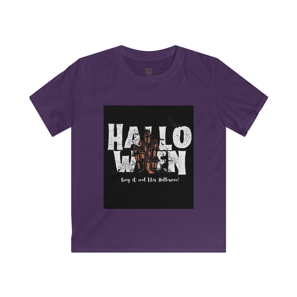 Halloween Haunted House Kids Tee — "Happy Halloween" Graphic T‑Shirt for Kids