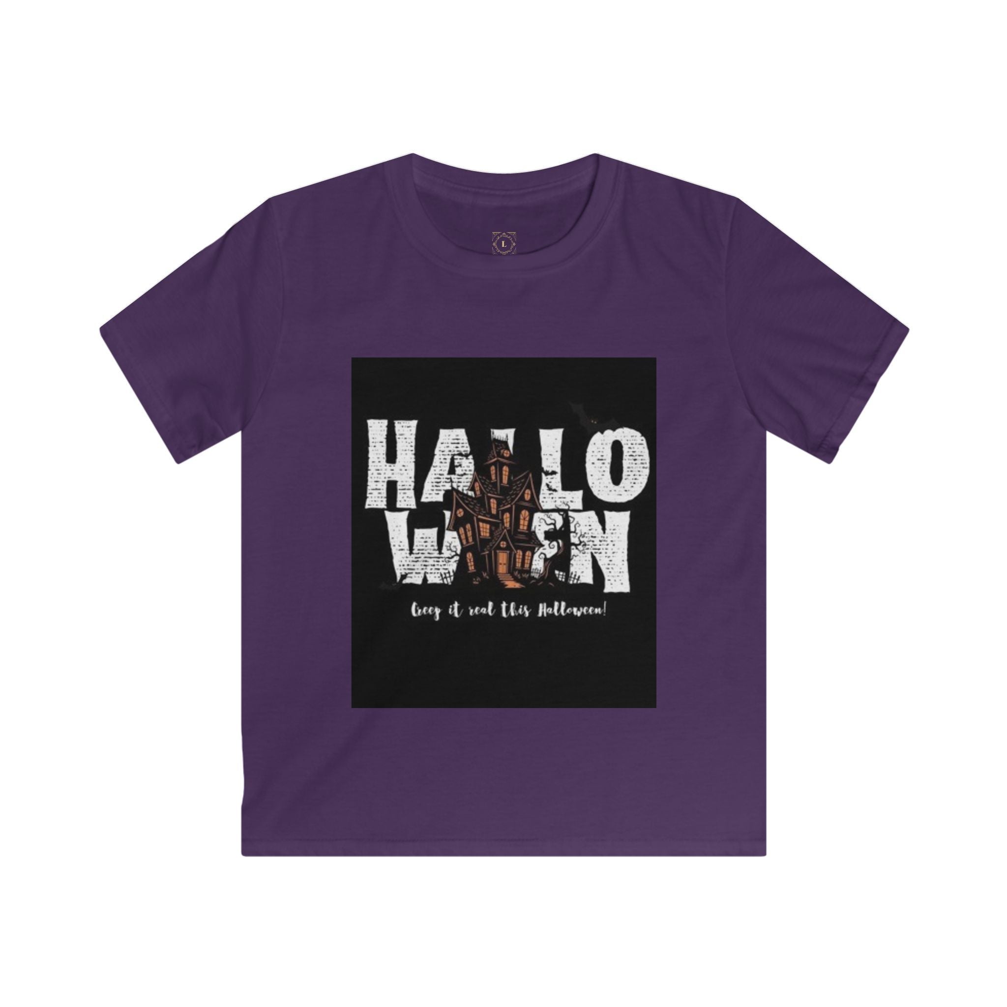 Halloween Haunted House Kids Tee — "Happy Halloween" Graphic T‑Shirt for Kids