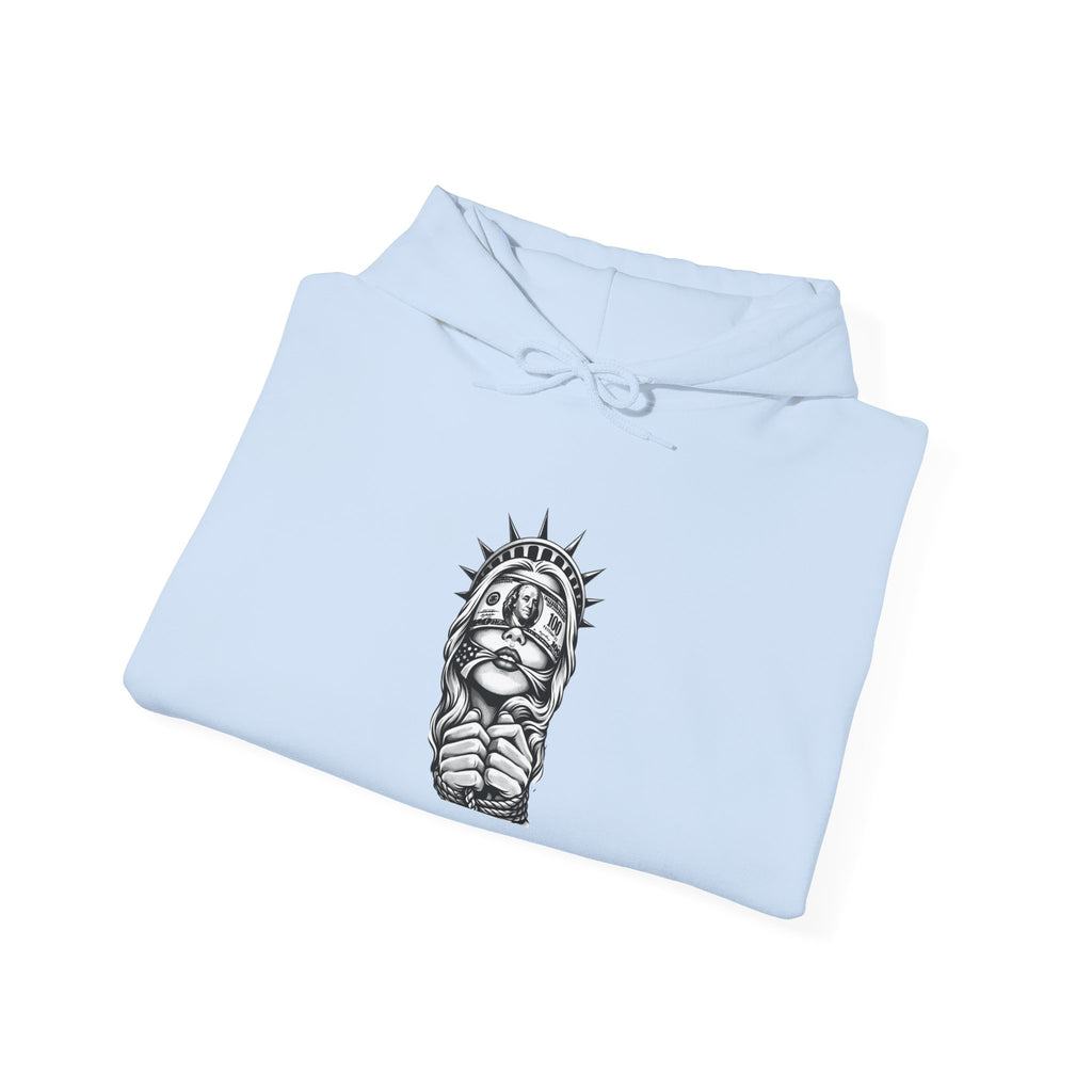 Statue of Liberty Prayer Hands Hoodie — Gothic Liberty Graphic Sweatshirt