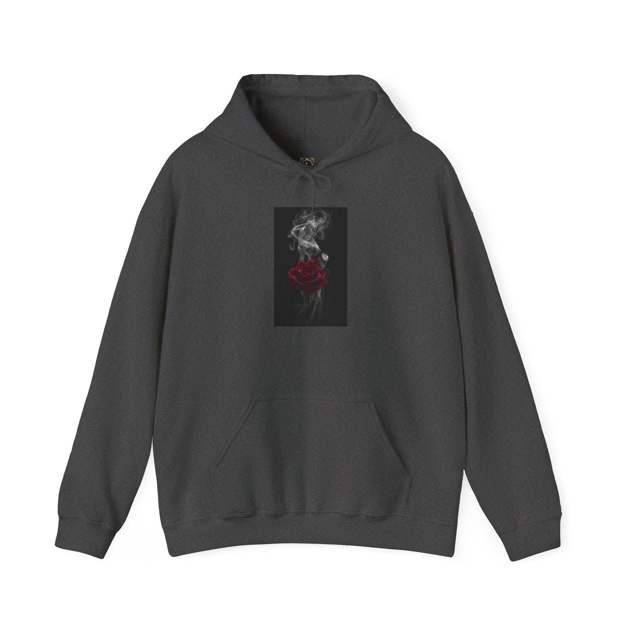 Smoky Red Rose Hoodie — Gothic Floral Hooded Sweatshirt