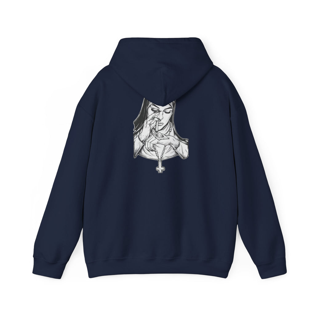 Praying Nun Graphic Hoodie – Gothic Religious Illustration Sweatshirt