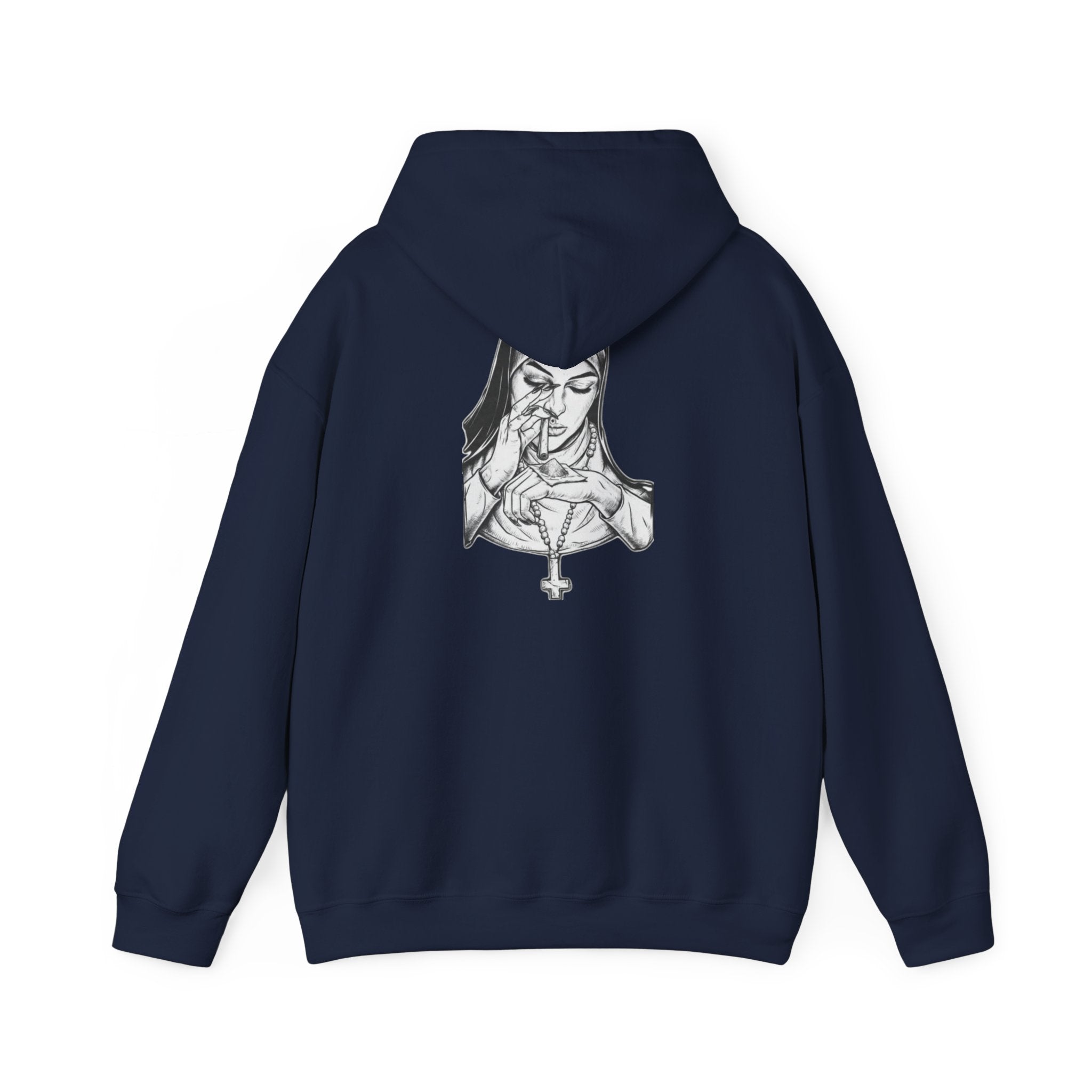 Praying Nun Graphic Hoodie – Gothic Religious Illustration Sweatshirt