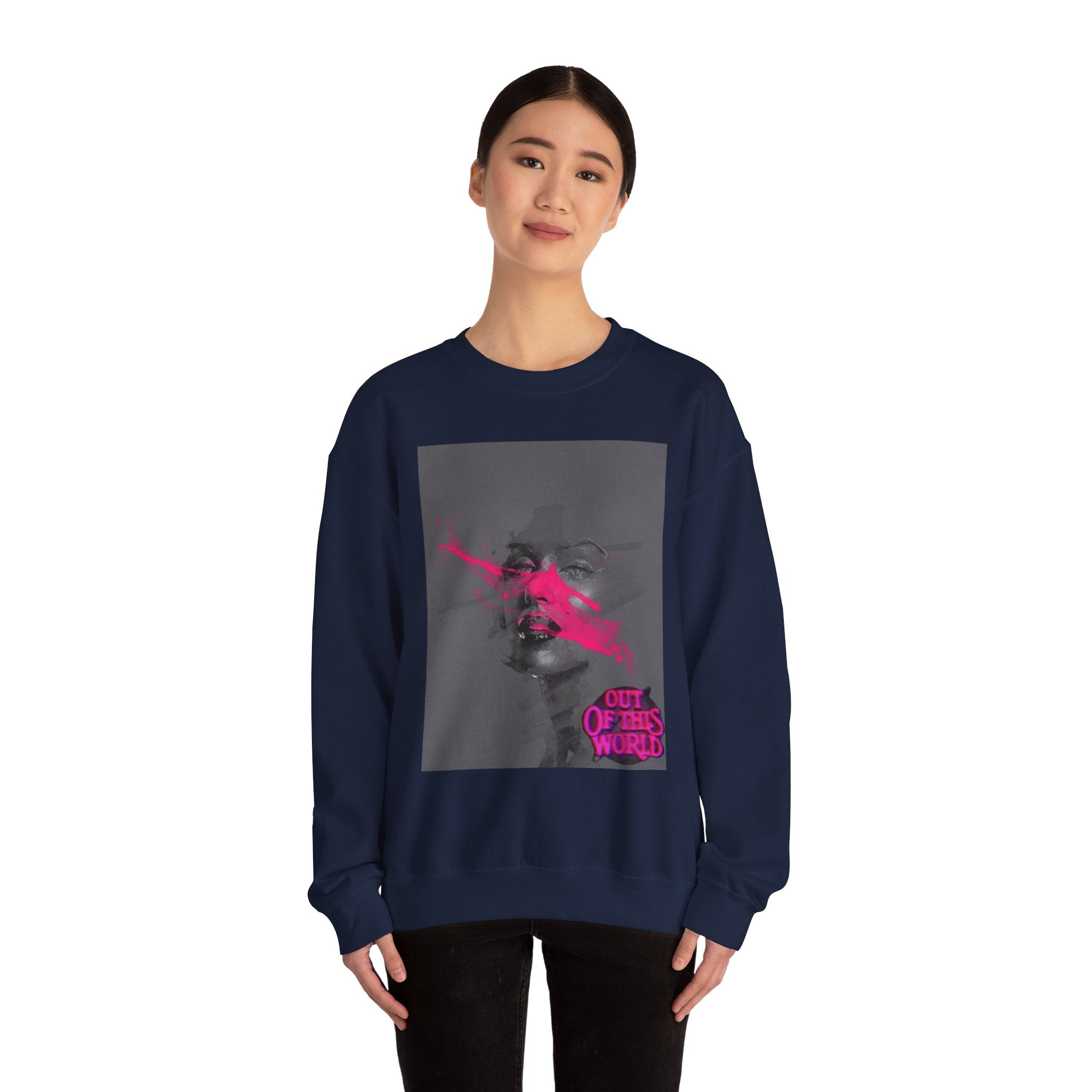 Graphic Sweatshirt — 'Out of This World' Neon Portrait Crewneck