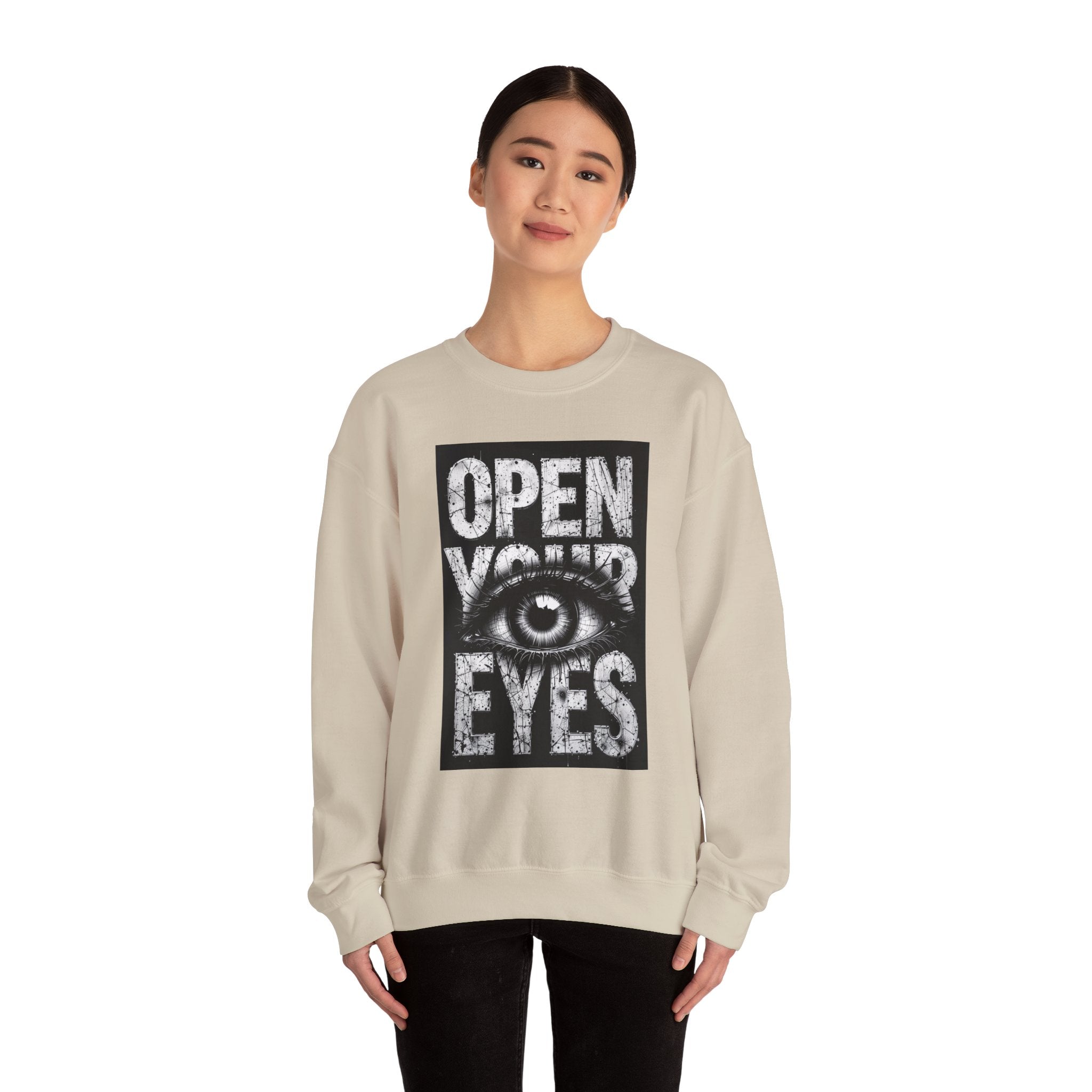 Open Your Eyes Crewneck Sweatshirt — Graphic Eye Design