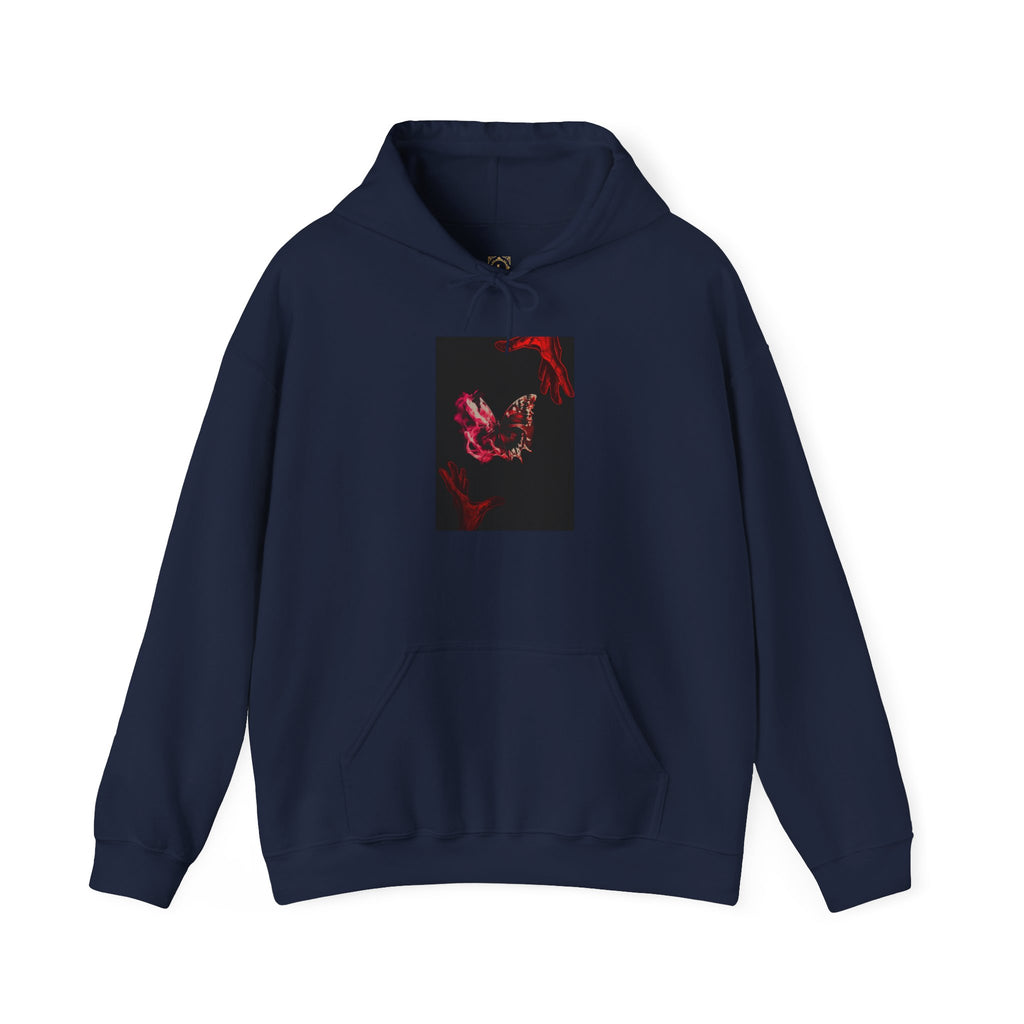 Floral Smoke Hoodie — Dark Red Rose Graphic Hooded Sweatshirt