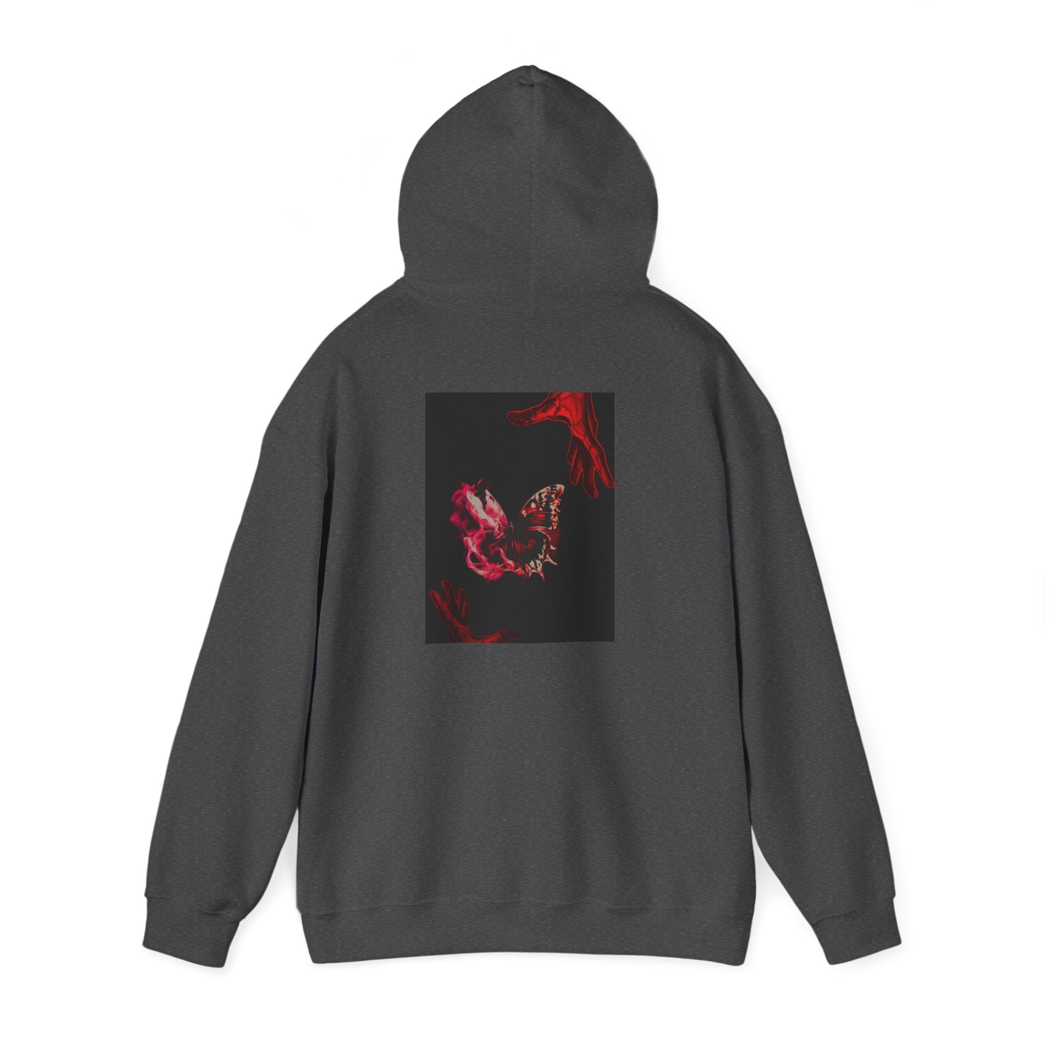Floral Smoke Hoodie — Dark Red Rose Graphic Hooded Sweatshirt