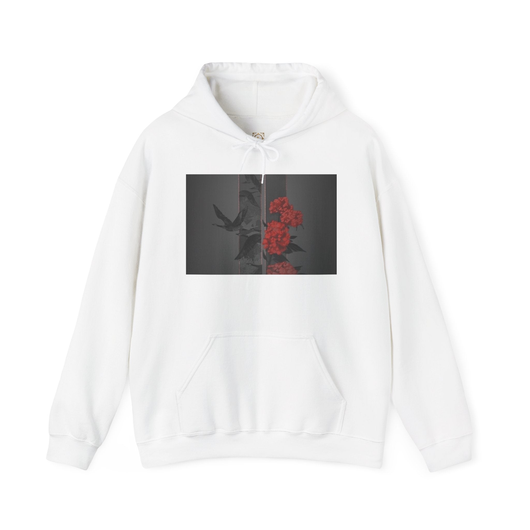 Floral Noir Hoodie — Red Roses on Dark Background