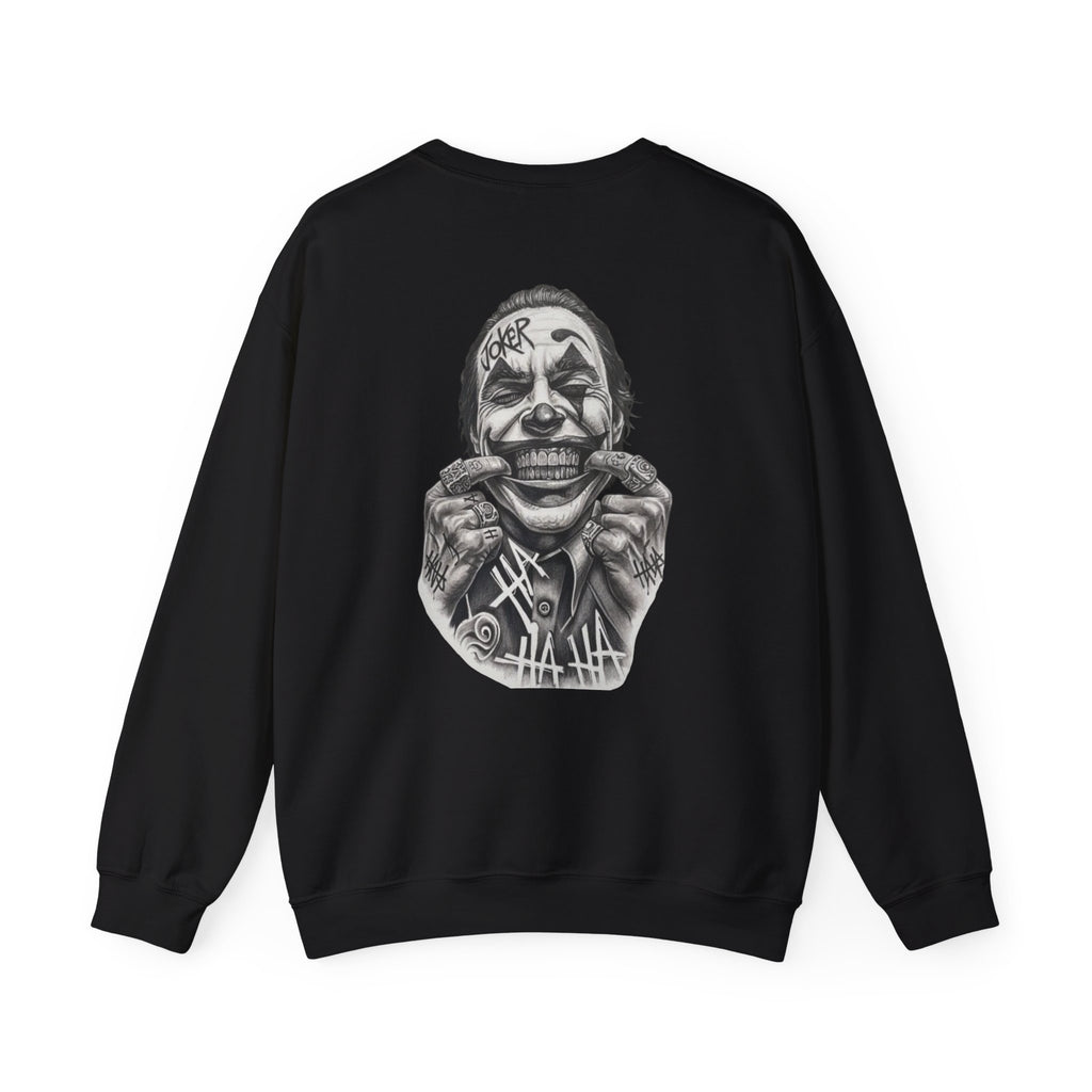 Joker Smile Crewneck Sweatshirt — Grinning Clown Graphic Pullover
