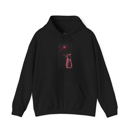 Cat Moonlight Hoodie — Neon Pink Cat Silhouette Sweatshirt