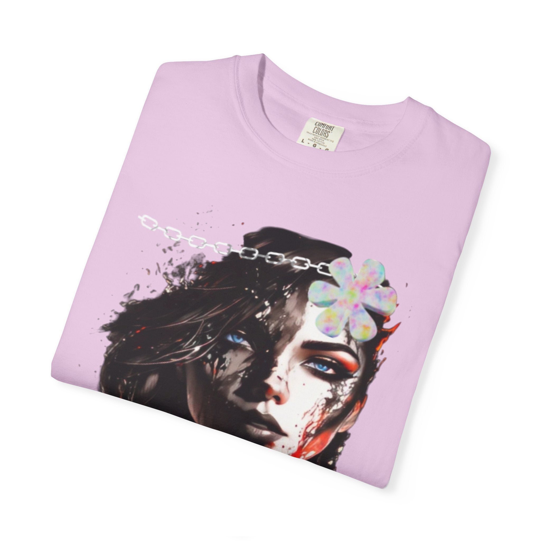 Artistic Femme Portrait T-Shirt — Watercolor Floral Face Graphic Tee