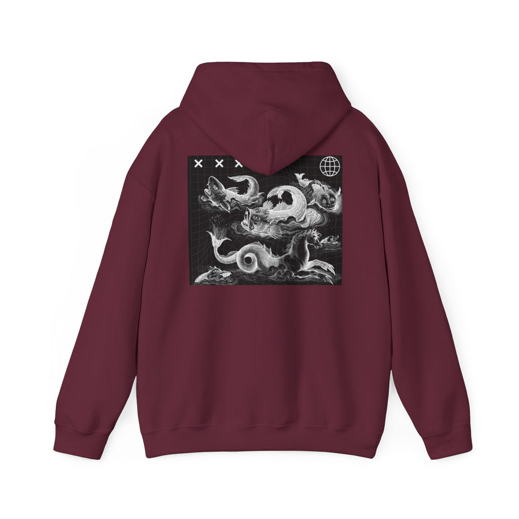Skull Waves Hoodie — Gothic Nautical Skull Graphic Pullover