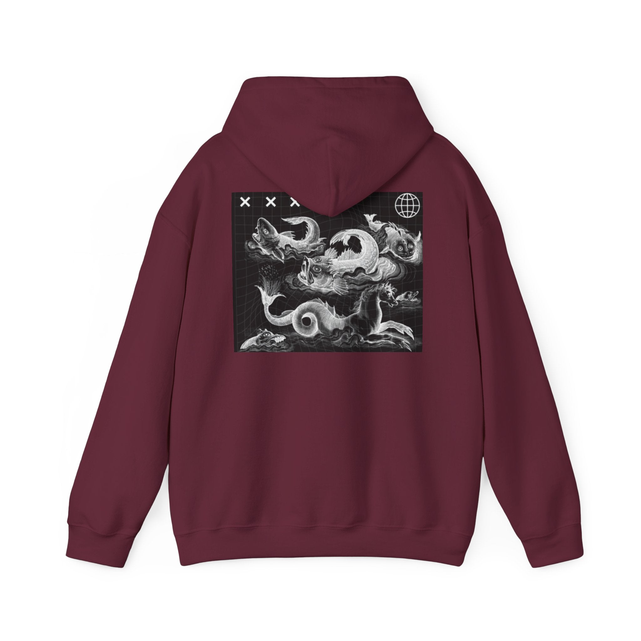 Skull Waves Hoodie — Gothic Nautical Skull Graphic Pullover