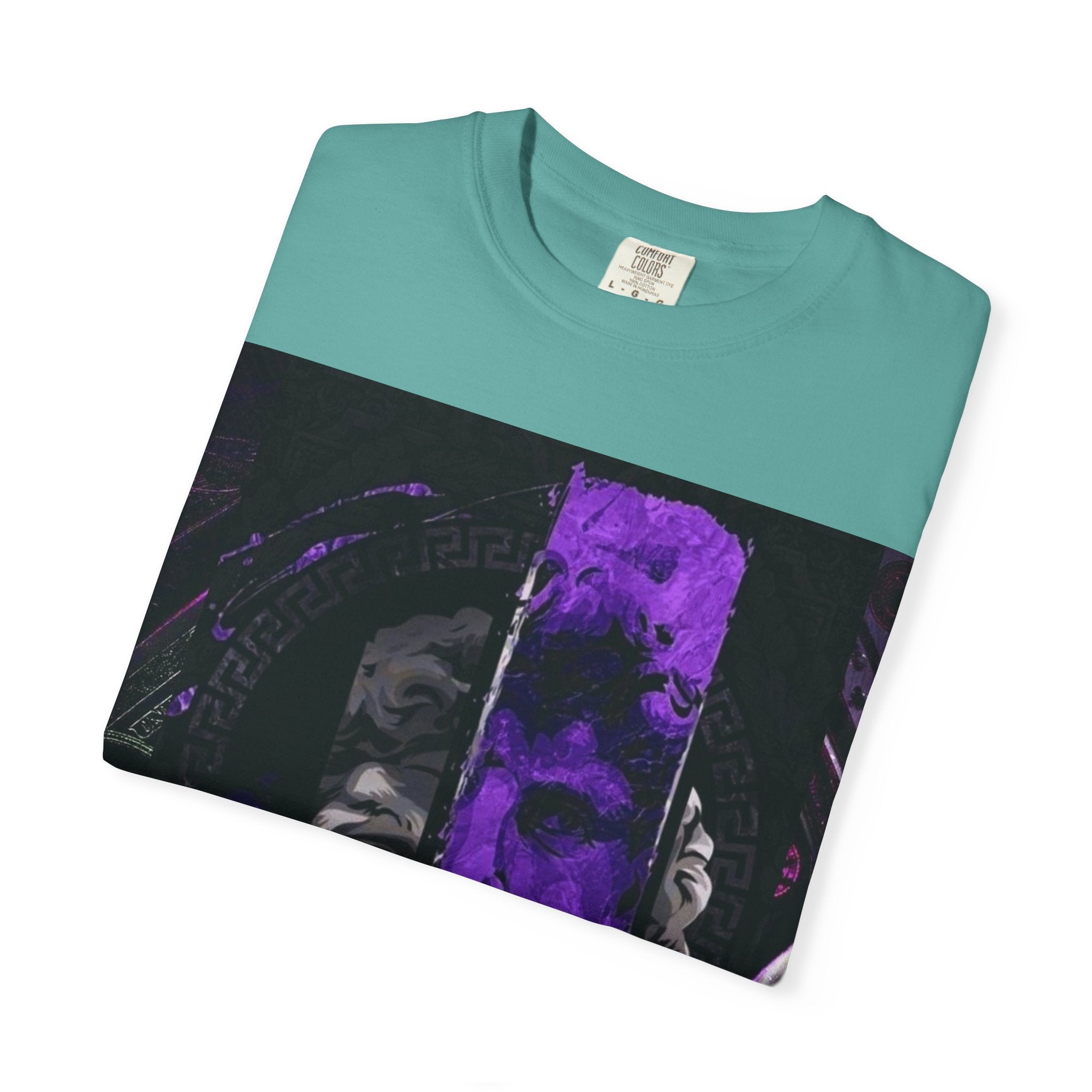 Dramatic Split-Face Graphic T-Shirt — Purple Noir Portrait Tee