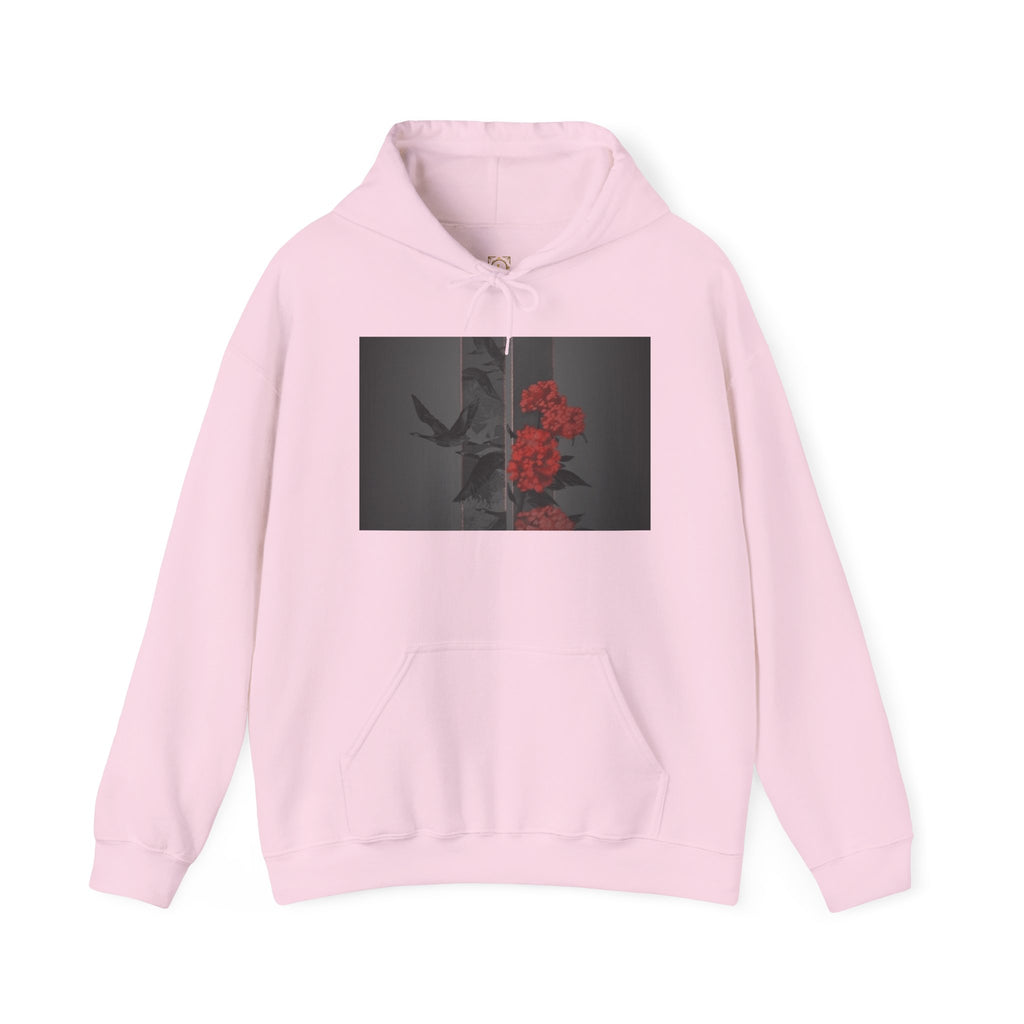Floral Noir Hoodie — Red Roses on Dark Background