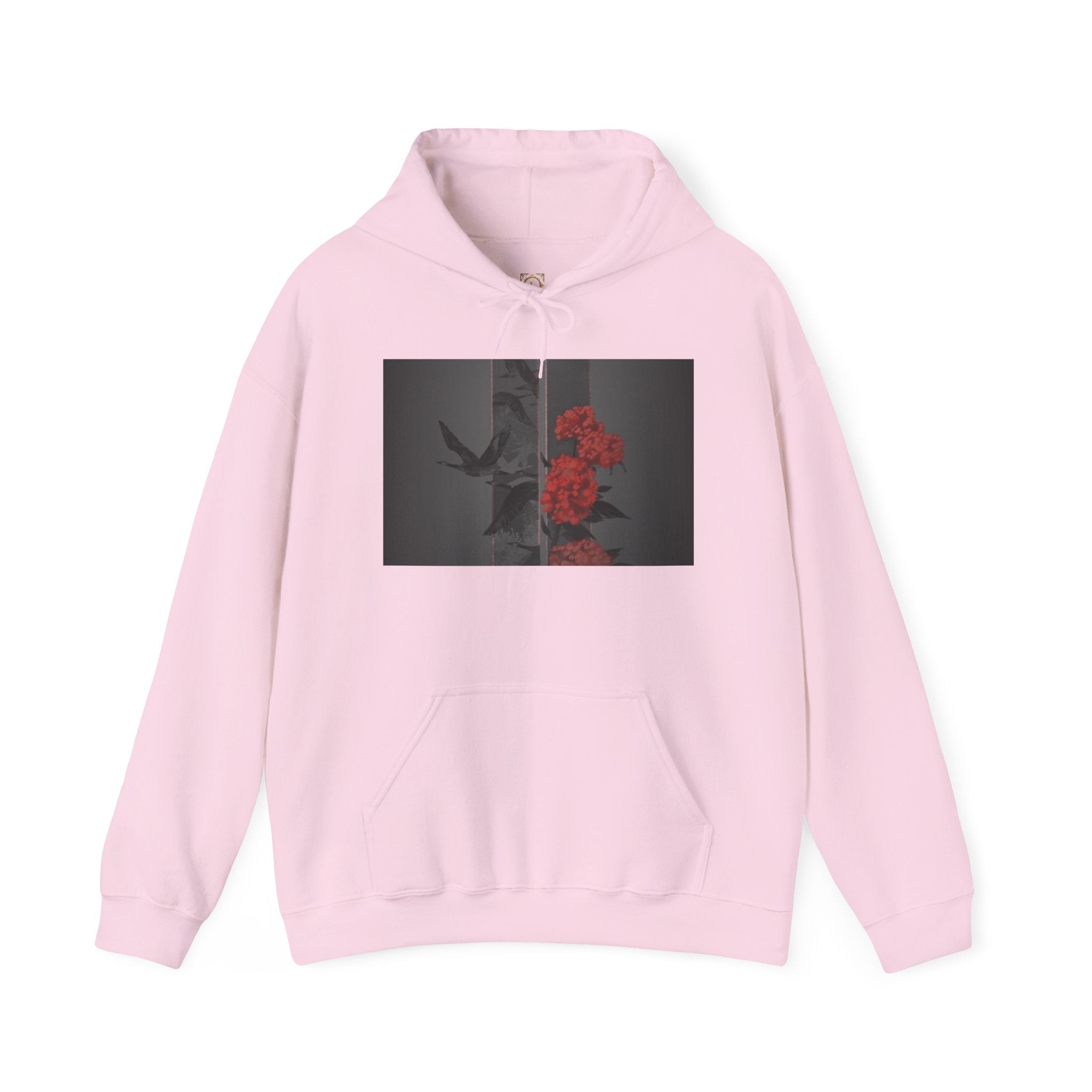 Floral Noir Hoodie — Red Roses on Dark Background