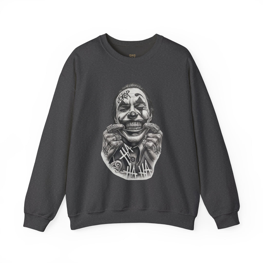 Joker Smile Crewneck Sweatshirt — Grinning Clown Graphic Pullover