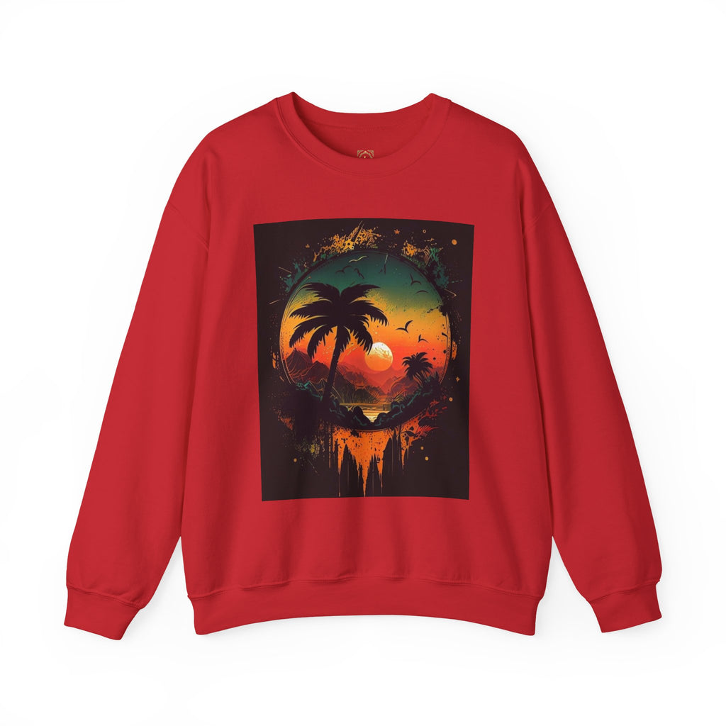 Sunset Island Sweatshirt — Tropical Palm Sunset Crewneck