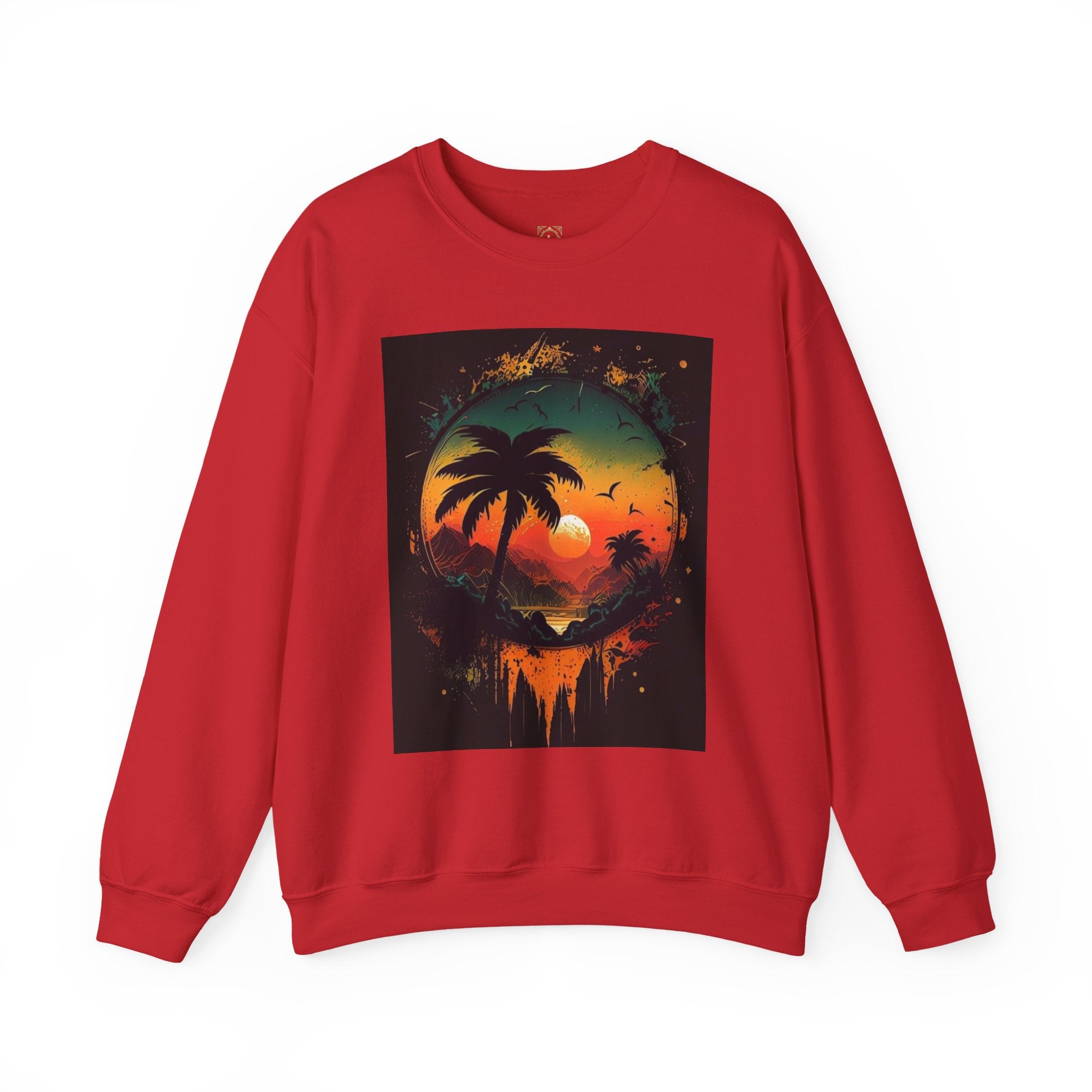 Sunset Island Sweatshirt — Tropical Palm Sunset Crewneck