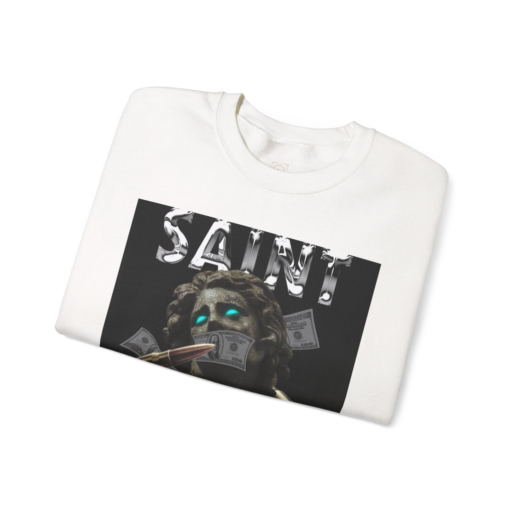 Saint Graphic Crewneck Sweatshirt — Dark Art Money Montage