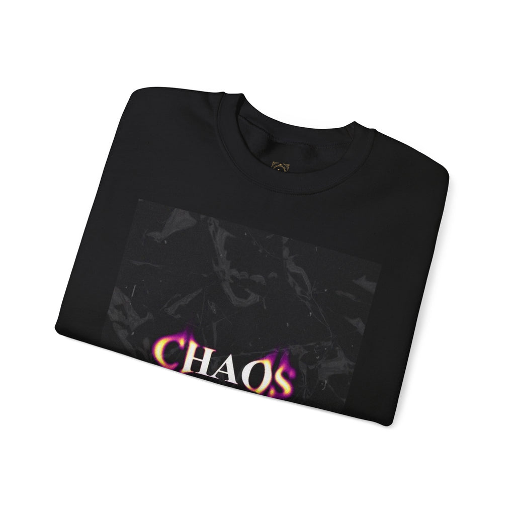 Chaos Graphic Crewneck Sweatshirt — "CHAOS in my mind" Gothic Wing Design