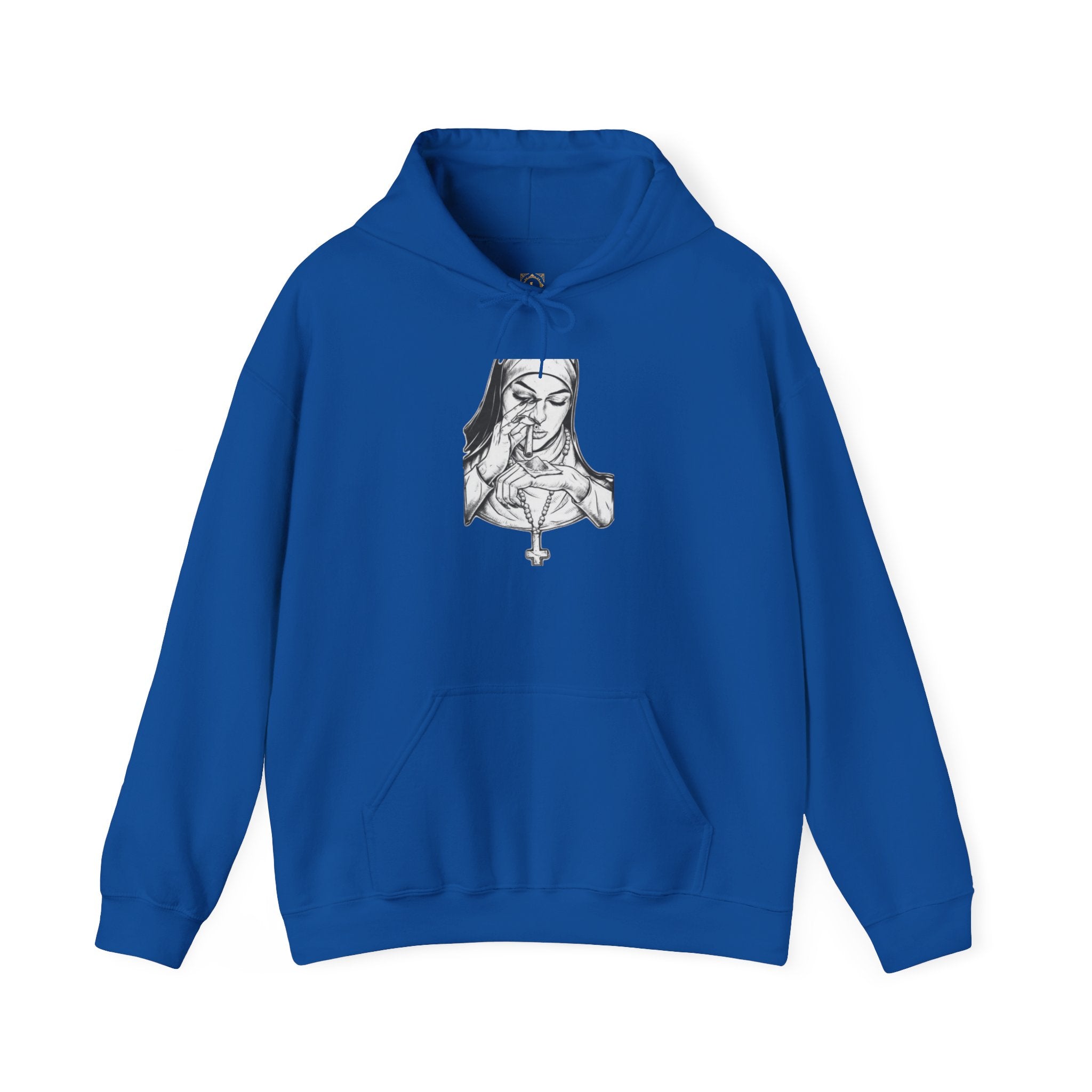 Praying Nun Graphic Hoodie – Gothic Religious Illustration Sweatshirt