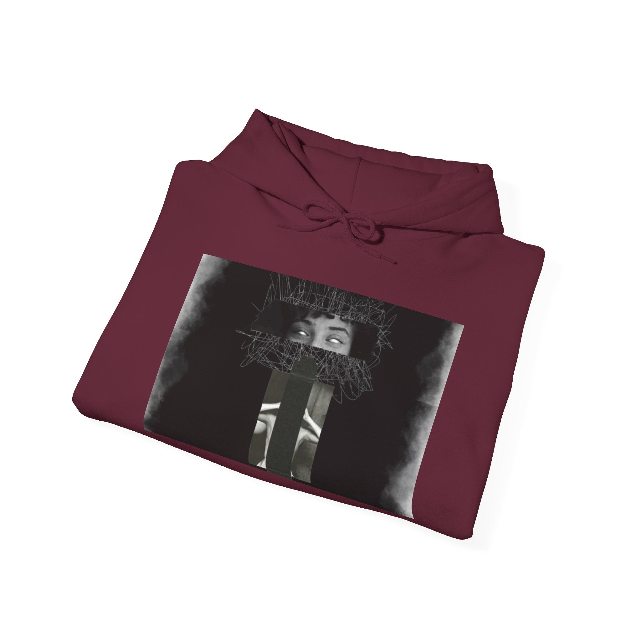 Mystic Window Hoodie — Gothic Portrait Smoke Graphic Hooded Sweatshirt