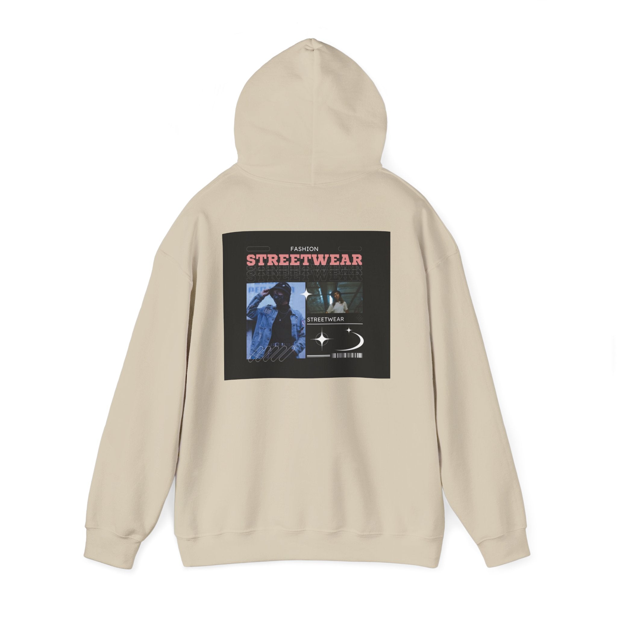 Streetwear Graphic Hoodie — Vintage Noir Collage "STREETWEAR" Design