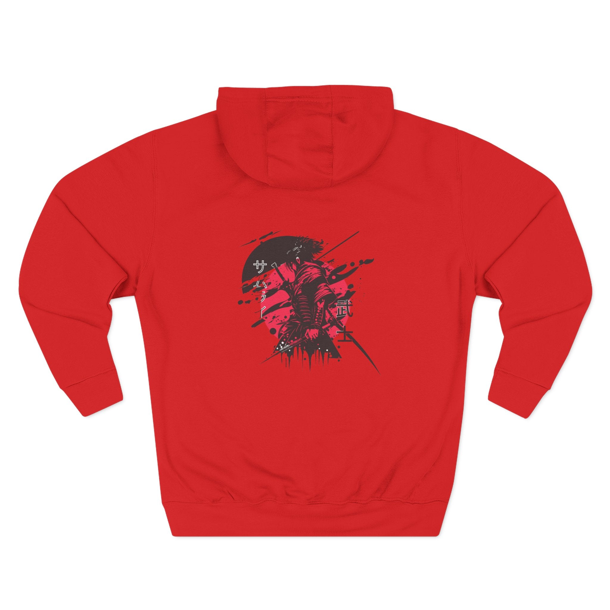 Grunge Rising Hoodie — Red Sun Graphic Fleece Hoodie