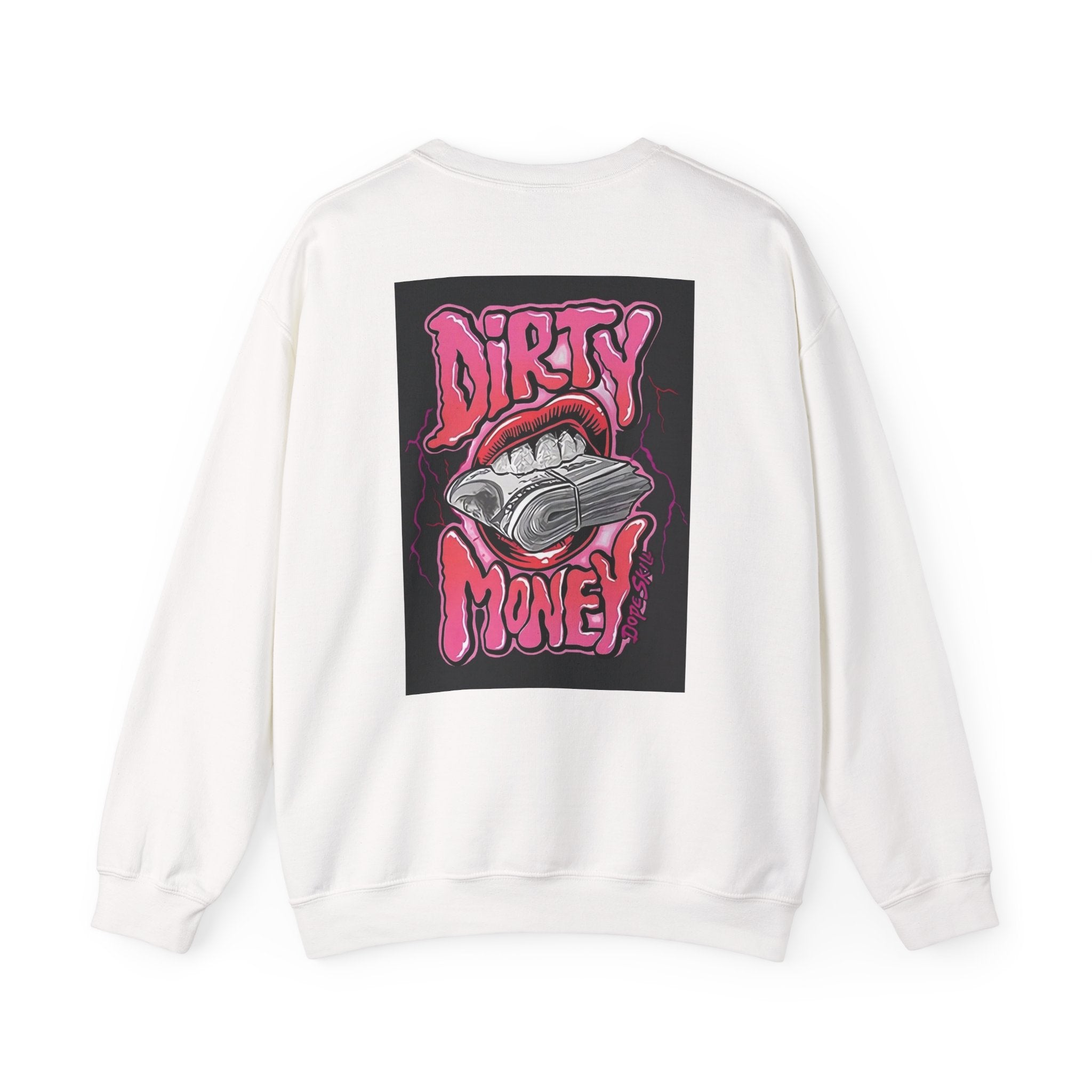 Dirty Money Crewneck Sweatshirt – Retro Graphic Money & Lips Design
