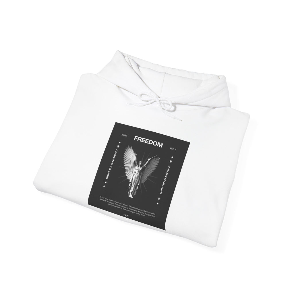 Freedom Angel Hoodie — Gothic Black & White Angel Wings Sweatshirt