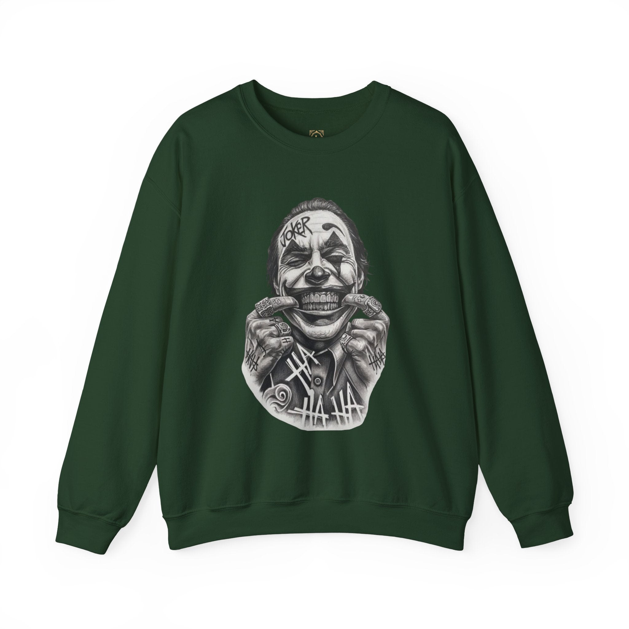 Joker Smile Crewneck Sweatshirt — Grinning Clown Graphic Pullover