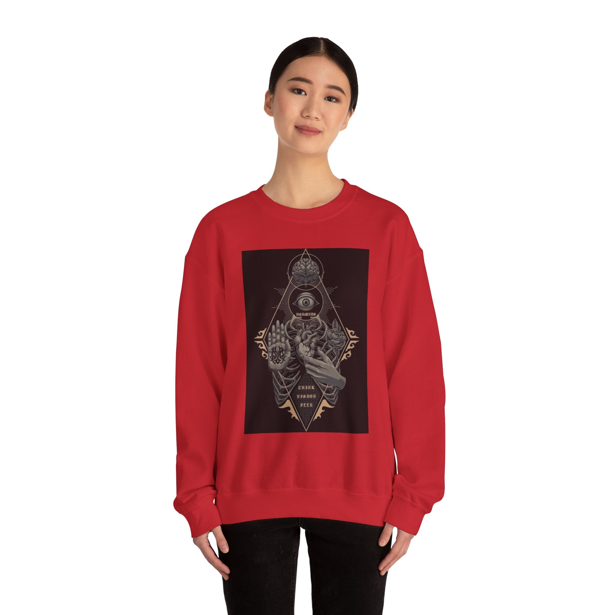 Crewneck Sweatshirt — Occult Skeleton Eye Graphic
